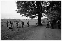 Photographers at Jenne Farm. Vermont, New England, USA (black and white)