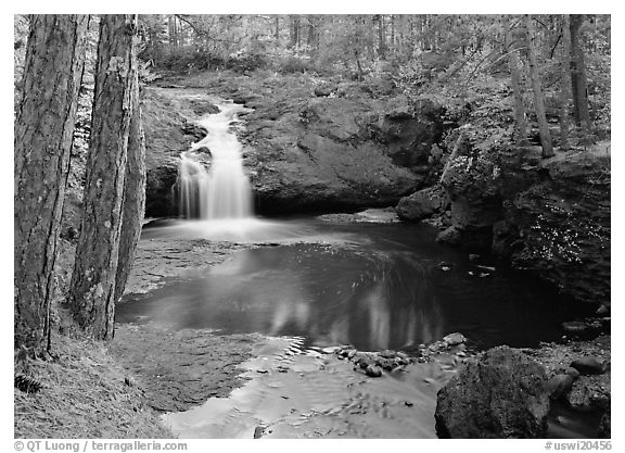 Cascade over rock, Amnicon Falls State Park. Wisconsin, USA (black and white)