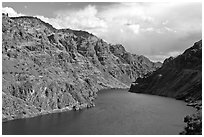 Hells Canyon Reservoir. Hells Canyon National Recreation Area, Idaho and Oregon, USA (black and white)