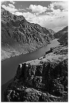Cliffs and canyon. Hells Canyon National Recreation Area, Idaho and Oregon, USA ( black and white)