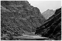 Basalt cliffs. Hells Canyon National Recreation Area, Idaho and Oregon, USA (black and white)