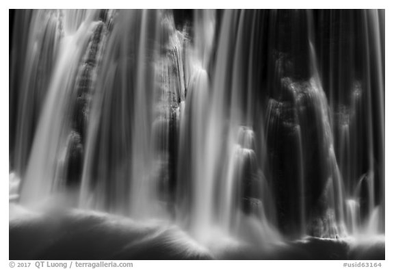 Bridal Veil Fall detail. Idaho, USA (black and white)