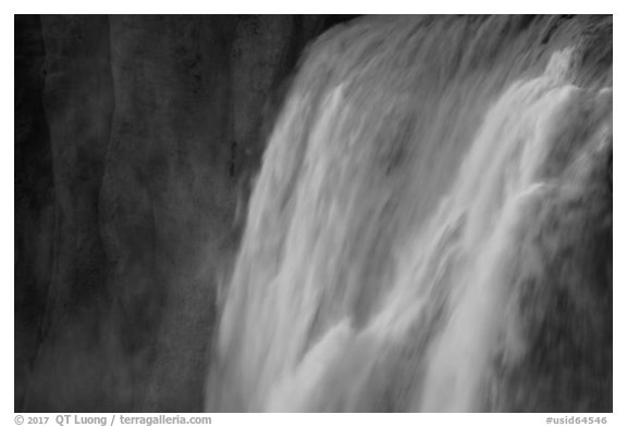 Detail of Shoshone Falls at sunset. Idaho, USA (black and white)