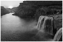 Shoshone Falls with sun setting. Idaho, USA ( black and white)