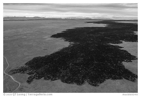 Aerial view of Lava Point, southern-most point of the Grassy lava flow. Craters of the Moon National Monument and Preserve, Idaho, USA
