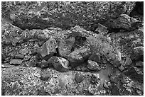 Lava rocks and blue tints of the Blue Dragon lava flow. Craters of the Moon National Monument and Preserve, Idaho, USA ( black and white)