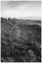 Echo Crater and Big Cinder Butte. Craters of the Moon National Monument and Preserve, Idaho, USA ( black and white)