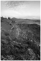 Echo Crater and Big Cinder Butte. Craters of the Moon National Monument and Preserve, Idaho, USA ( black and white)