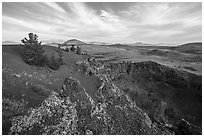 Echo Crater colorful cinders and walls. Craters of the Moon National Monument and Preserve, Idaho, USA ( black and white)