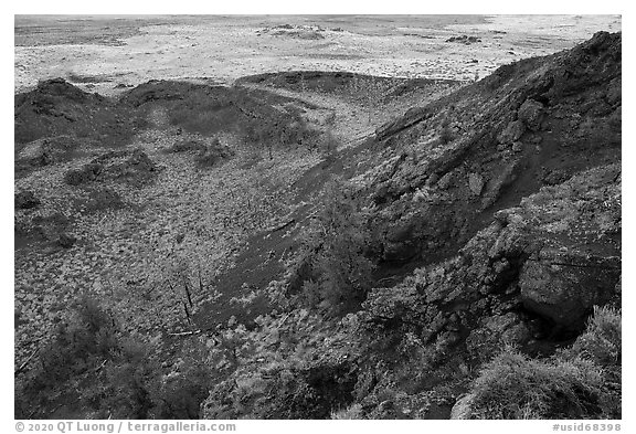 Slopes of Echo Crater. Craters of the Moon National Monument and Preserve, Idaho, USA (black and white)