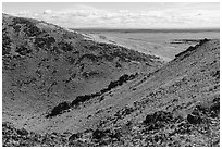 Bear Den Butte crater breach. Craters of the Moon National Monument and Preserve, Idaho, USA ( black and white)