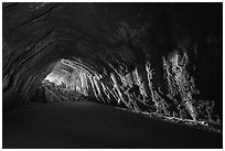 Room in back of Bear Trap Cave. Craters of the Moon National Monument and Preserve, Idaho, USA ( black and white)