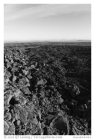 Wapi Flow starting at Pilar Butte. Craters of the Moon National Monument and Preserve, Idaho, USA (black and white)