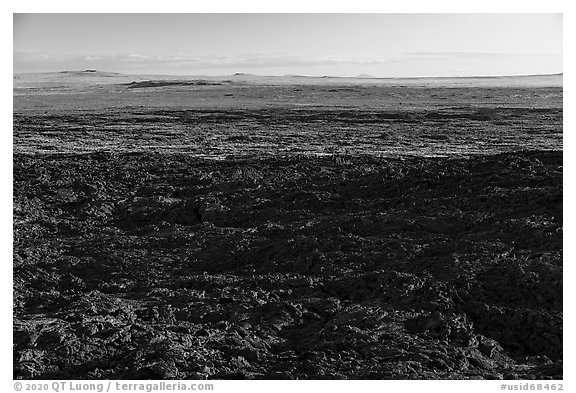 Wapi Flow from Pilar Butte. Craters of the Moon National Monument and Preserve, Idaho, USA (black and white)