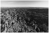 Pilar Butte shield volcano with gigantic lava flow. Craters of the Moon National Monument and Preserve, Idaho, USA ( black and white)
