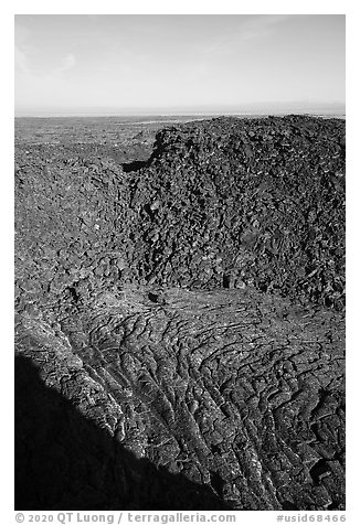 Pit crater, Pilar Butte. Craters of the Moon National Monument and Preserve, Idaho, USA (black and white)