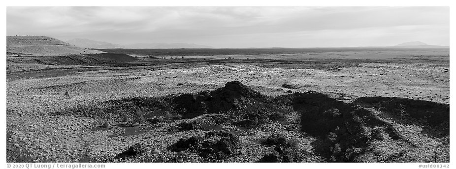 Snake River Plain with lava flows. Craters of the Moon National Monument and Preserve, Idaho, USA (black and white)