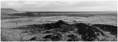 Snake River Plain with lava flows. Craters of the Moon National Monument and Preserve, Idaho, USA (Panoramic black and white)