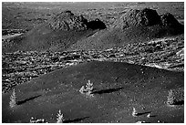 Cinder cone and lava plugs, Craters of the Moon National Monument. Idaho, USA (black and white)