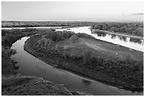 Confluence of the Marias and Missouri Rivers. Upper Missouri River Breaks National Monument, Montana, USA ( black and white)