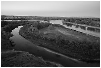 Lewis and Clark Decision Point at sunset. Upper Missouri River Breaks National Monument, Montana, USA ( black and white)