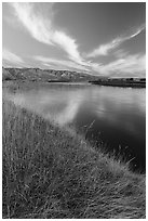 Brilliant clouds at dawn, Wood Bottom. Upper Missouri River Breaks National Monument, Montana, USA ( black and white)