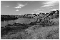 Bluffs above Wood Bottom. Upper Missouri River Breaks National Monument, Montana, USA ( black and white)