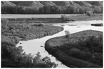 Arm of the Missouri River and the Marias River. Upper Missouri River Breaks National Monument, Montana, USA ( black and white)