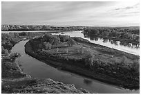 Lewis and Clark Decision Point, early morning. Upper Missouri River Breaks National Monument, Montana, USA ( black and white)