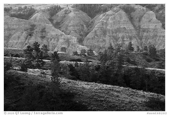 Ridges and badlands. Upper Missouri River Breaks National Monument, Montana, USA (black and white)