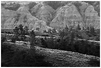 Ridges and badlands. Upper Missouri River Breaks National Monument, Montana, USA ( black and white)