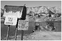 Call for service box, McClelland Ferry. Upper Missouri River Breaks National Monument, Montana, USA ( black and white)