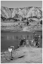 McClelland Stafford Ferry. Upper Missouri River Breaks National Monument, Montana, USA ( black and white)