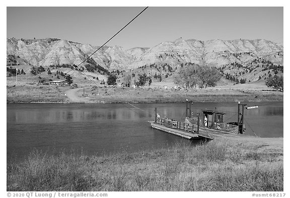 Stafford Ferry. Upper Missouri River Breaks National Monument, Montana, USA (black and white)