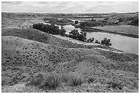 Above Little Sandy Camp. Upper Missouri River Breaks National Monument, Montana, USA ( black and white)