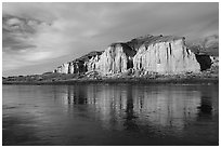 Sandstone white cliffs reflected. Upper Missouri River Breaks National Monument, Montana, USA ( black and white)