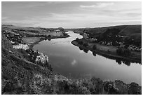 Sunset view from Burnt Butte. Upper Missouri River Breaks National Monument, Montana, USA ( black and white)