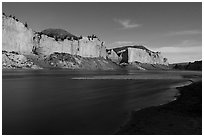 Moonlight over White cliffs. Upper Missouri River Breaks National Monument, Montana, USA ( black and white)