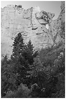 Sandstone wall with hole, Neat Coulee. Upper Missouri River Breaks National Monument, Montana, USA ( black and white)