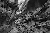 Sandstone slot canyon. Upper Missouri River Breaks National Monument, Montana, USA ( black and white)