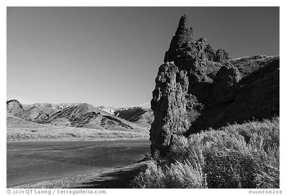 Citadel Rock. Upper Missouri River Breaks National Monument, Montana, USA (black and white)