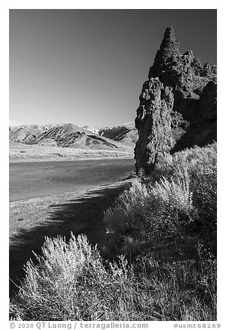 Citadel Rock igneous plug. Upper Missouri River Breaks National Monument, Montana, USA (black and white)