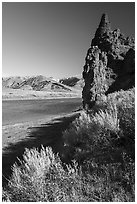 Citadel Rock igneous plug. Upper Missouri River Breaks National Monument, Montana, USA ( black and white)