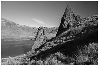 Citadel Rock National Historic Landmark. Upper Missouri River Breaks National Monument, Montana, USA ( black and white)