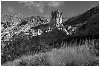 Sandstone pinnacle, Valley of the Walls. Upper Missouri River Breaks National Monument, Montana, USA ( black and white)