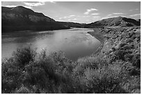 River near Dark Butte. Upper Missouri River Breaks National Monument, Montana, USA ( black and white)