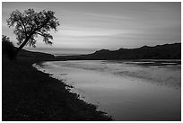 Sunrise from Slaughter River Camp. Upper Missouri River Breaks National Monument, Montana, USA ( black and white)