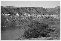 Slaughter River Camp. Upper Missouri River Breaks National Monument, Montana, USA ( black and white)