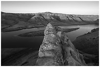 Top of Hole-in-the-Wall rock slab. Upper Missouri River Breaks National Monument, Montana, USA ( black and white)