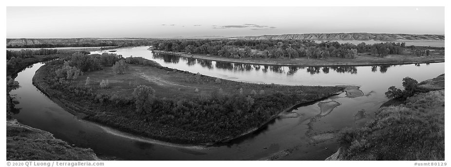 Decision Point at the Confluence of the Marias and Missouri Rivers. Upper Missouri River Breaks National Monument, Montana, USA (black and white)
